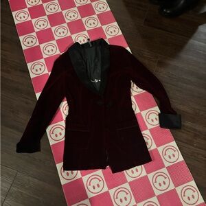 PLAYBOY Burgundy Velvet Jacket with Black Accents